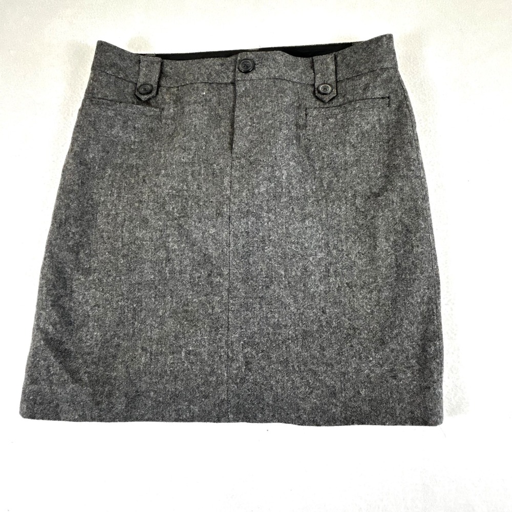 Eddie Bauer Womens Gray Wool Blend Tweed A-Line Mini‎ Skirt Lined Size 4